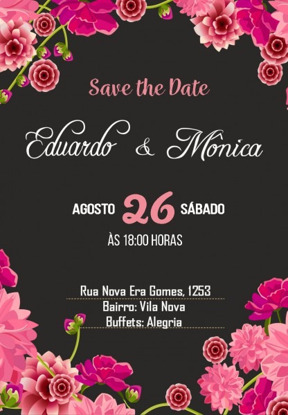 Convite flores (quadro negro com flores) Convite flores (quadro negro com flores)