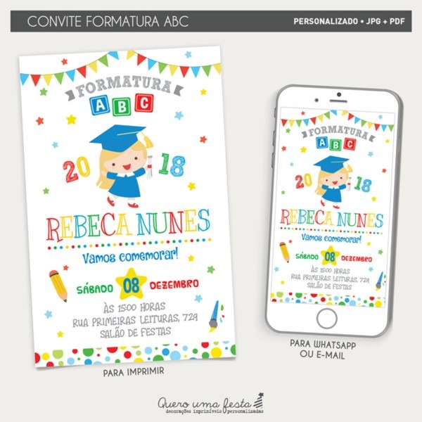 Convite formatura abc menina Convite formatura abc menina