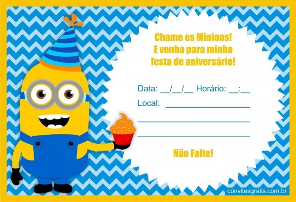 Convites grátis mini kit grátis para festa tema minions Convites grátis mini kit grátis para festa tema minions