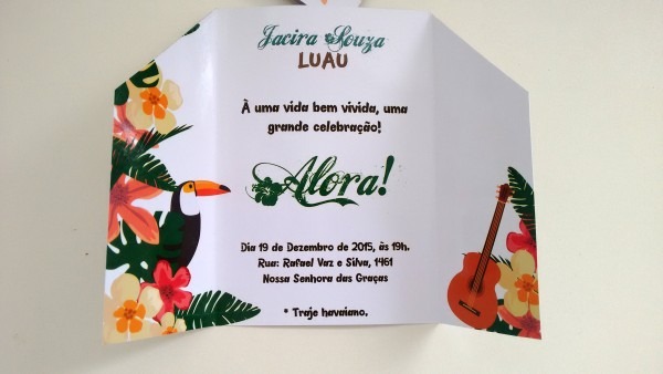 Convite havaiano para luau Convite havaiano para luau