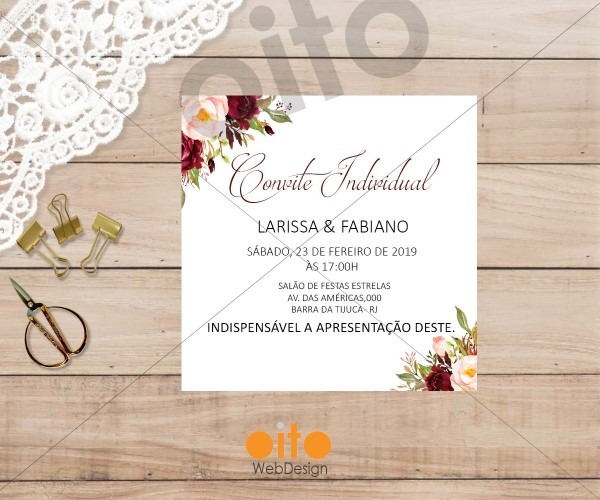 Convite individual floral marsala