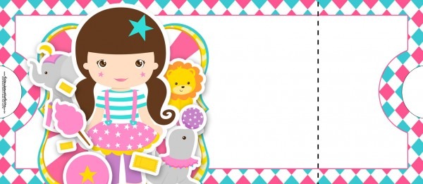 Convite ingresso circo menina 2 Convite ingresso circo menina 2