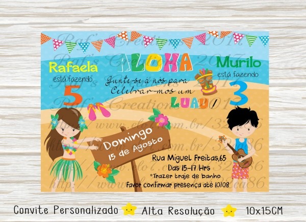 Convite luau no elo7 Convite luau no elo7