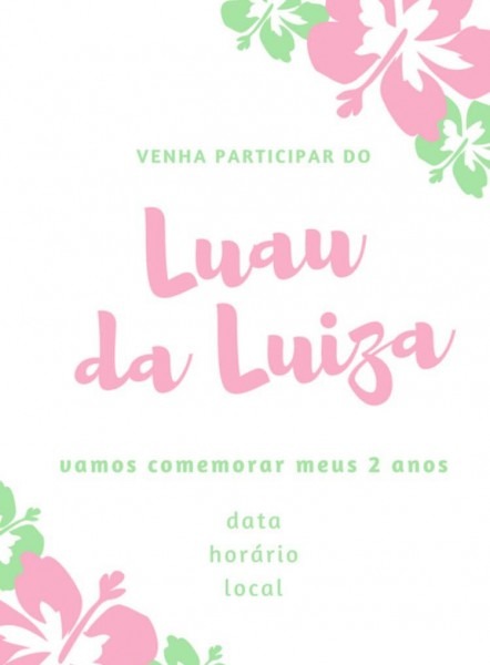Convite para festa luau Convite para festa luau