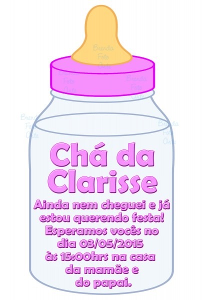 Convite digital mamadeira menina no elo7 Convite digital mamadeira menina no elo7