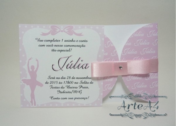 Convite mini infantil bailarina no elo7 Convite mini infantil bailarina no elo7
