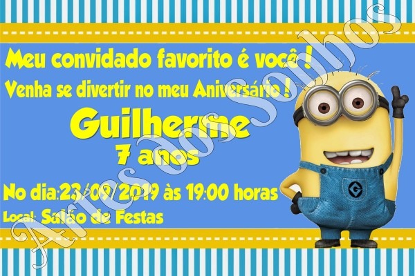 Convite minions com envelope no elo7 Convite minions com envelope no elo7