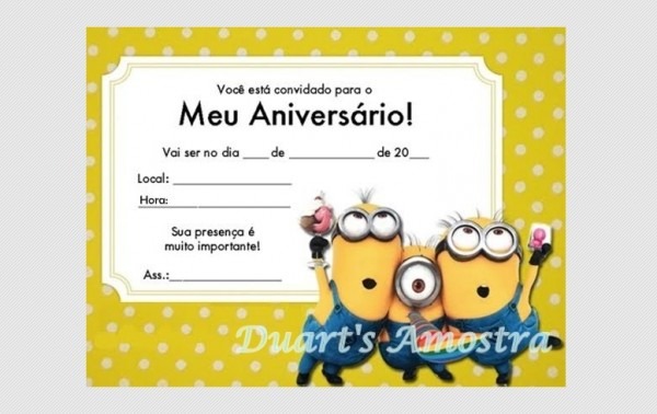 Convite minion minions envelope aniversario infantil Convite minion minions envelope aniversario infantil