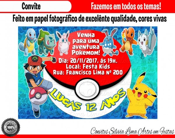 Convite pokémon go no elo7 Convite pokémon go no elo7