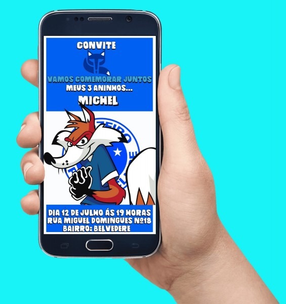 Convite virtual animado para aniversÃ¡rio time  cruzeiro