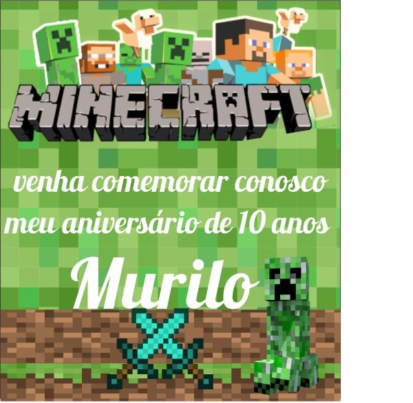 Convite virtual minecraft no elo7 Convite virtual minecraft no elo7