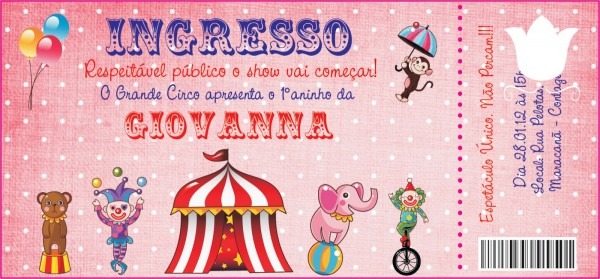 Impressionne convite circo menina Impressionne convite circo menina