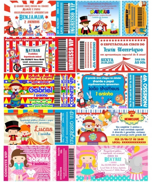 50 convites aniversário infantil ingresso vip ingresso circo 50 convites aniversário infantil ingresso vip ingresso circo