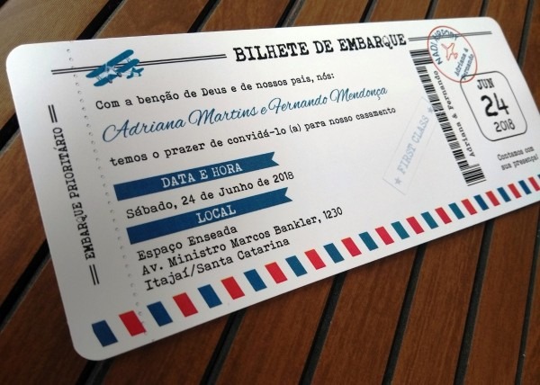 Convites casamento passagem aérea passaporte Convites casamento passagem aérea passaporte