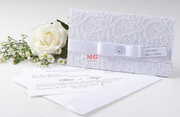 Convites de casamento c renda suÃ­Ã§a, padrinhos, bodas 10unid