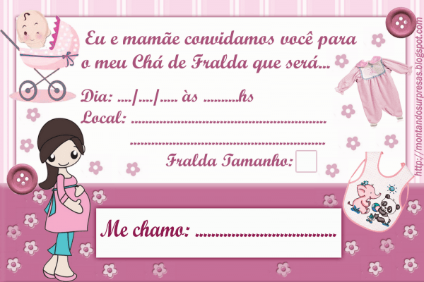 Convites para chÃ¡ de bebÃª para imprimir
