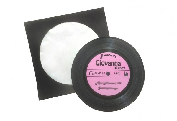 Convite teen disco de vinil Convite teen disco de vinil