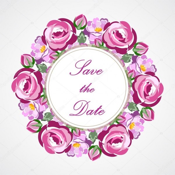 Ações vetor convite vintage coroa de flores com rosas cor de rosa Ações vetor convite vintage coroa de flores com rosas cor de rosa