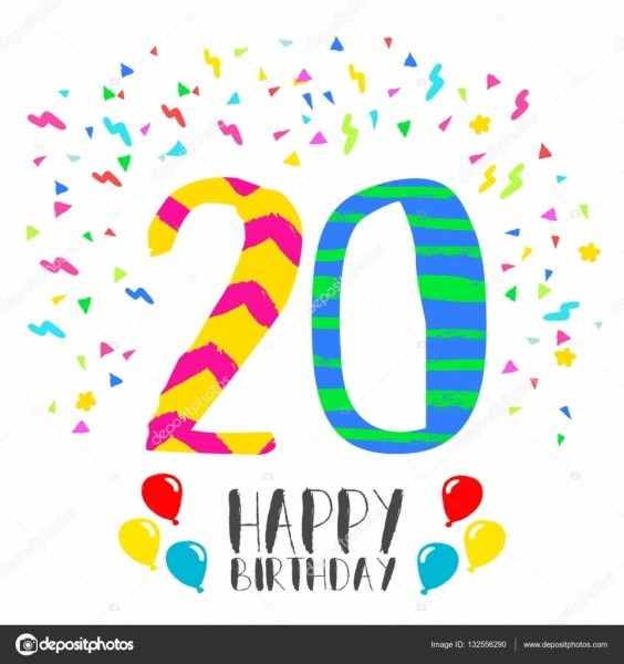 Feliz aniversÃ¡rio para o cartÃ£o de convite de festa de 20 anos