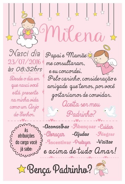 Kit convite digital padrinho e madrinha