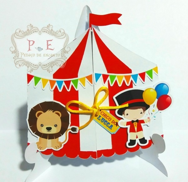 Kit convite tenda de circo lembrancinha scrap festa