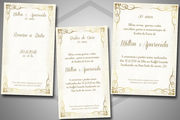 Kit digital bodas de ouro  save the date + convites no elo7
