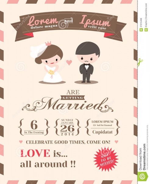 Molde do cartÃ£o do convite do casamento ilustraÃ§Ã£o do vetor