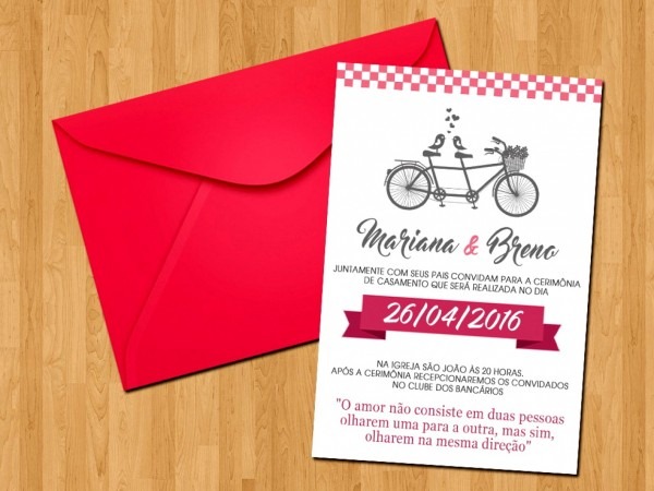 Novo de tamanho ideal um convite casamento simples bicicleta no