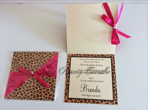 Ry scrap arts convites convite 15 anos oncinha com pink Ry scrap arts convites convite 15 anos oncinha com pink