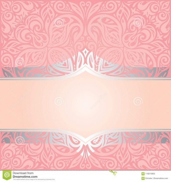 Rosa & do papel de parede decorativo retro do convite da prata