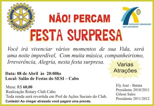 Blog de joÃo sÃvio festa surpresa do rotary club cabo Blog de joÃo sÃvio festa surpresa do rotary club cabo