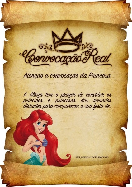 160 convite pergaminho pequena sereia 160 convite pergaminho pequena sereia