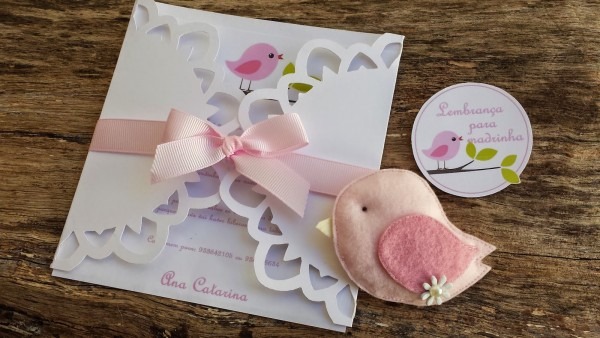 Patyarte convite batizado passarinho Patyarte convite batizado passarinho