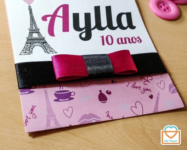 30 convites infantis personalizados tema paris rosa lindos