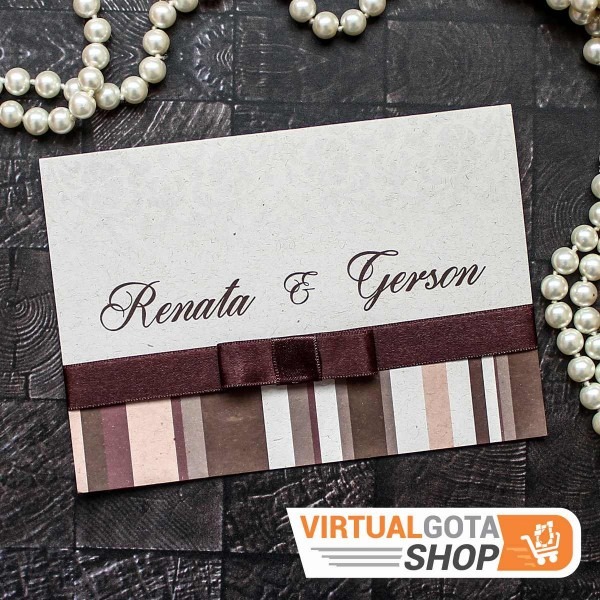 3 convites de casamento barato sem envelope moderno com laÃ§o