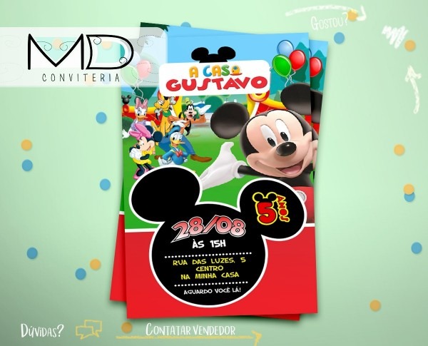 50 convite turma do mickey festa de aniversário sem envelope 50 convite turma do mickey festa de aniversário sem envelope