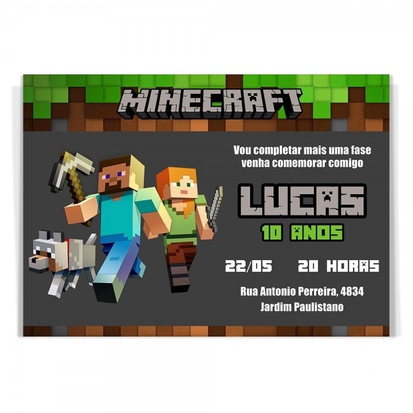 50 convites c envelope aniversário minecraft crepper 50 convites c envelope aniversário minecraft crepper