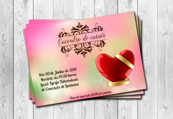 50 convites encontro de casais evangelhico 10x15cm