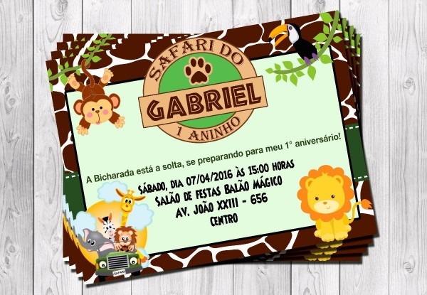 50 convites safari personalizados (modelo 03) 10x15cm