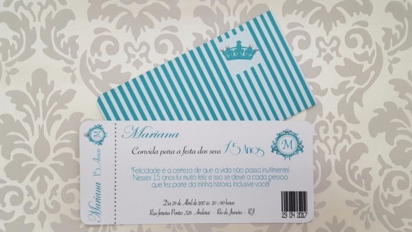 90 convites aniversÃ¡rio 15 anos azul tiffany + 230 tags