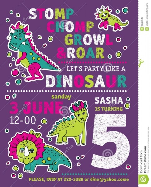AniversÃ¡rio do partido da menina dos dinossauros do convite