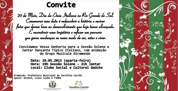 MunicÃpio de serafina corrêa jantar dançante tÃpico italiano MunicÃpio de serafina corrêa jantar dançante tÃpico italiano