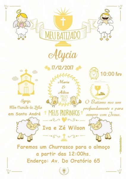 Arte convite digital batizado Arte convite digital batizado