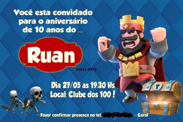 Arte convite digital virtual clash royale Arte convite digital virtual clash royale