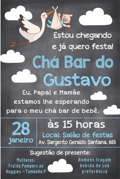 Arte convite para cha bar de bebe no elo7