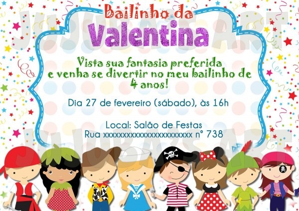 Arte digital convite bailinho de carnaval  mod4