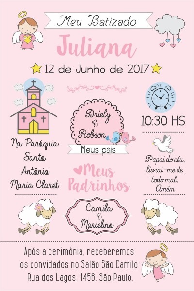 Arte digital convite batizado no elo7 Arte digital convite batizado no elo7