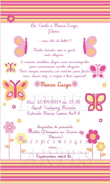 Arte digital convite borboletas no elo7