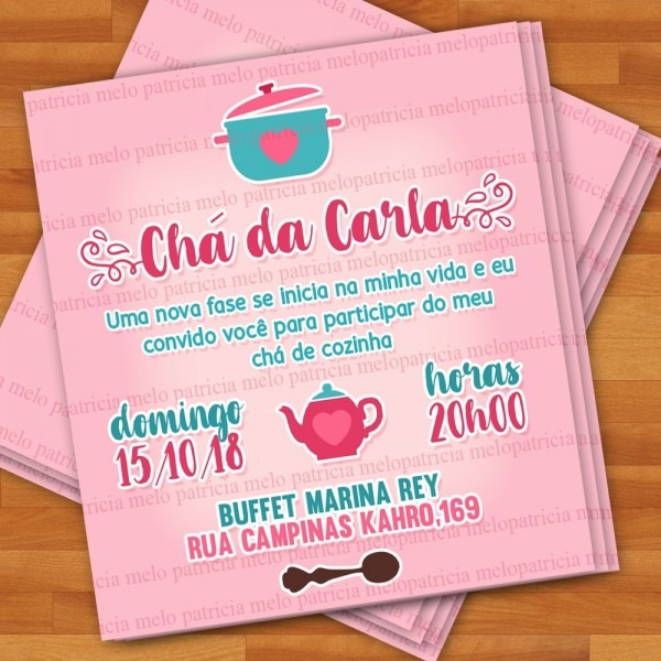 Arte digital convite chá de cozinha panela Arte digital convite chá de cozinha panela
