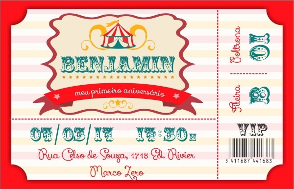 Arte digital convite circo vintage no elo7 Arte digital convite circo vintage no elo7